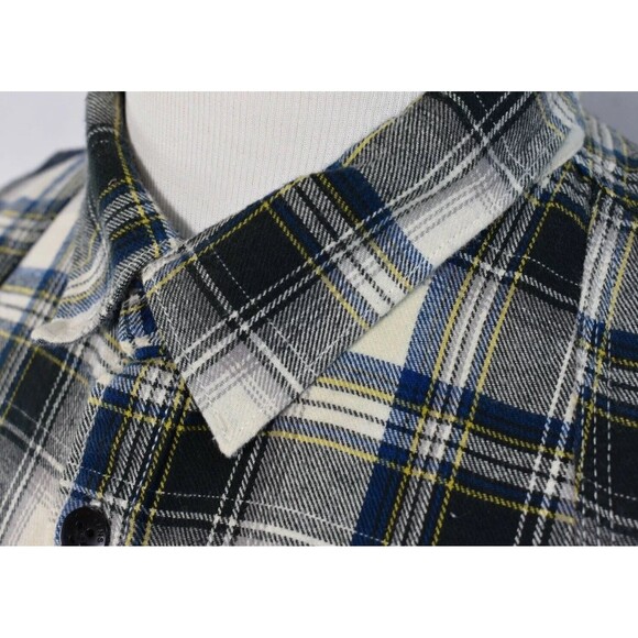 DKNY JEANS Men’s Flannel Button Down Casual Shirt 2XL Roll Up Long Sleeves Gray - Picture 6 of 12